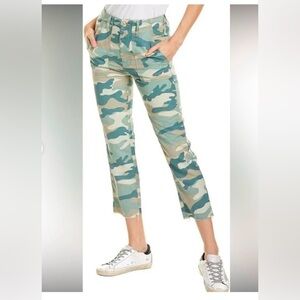 Mother Denim The Shaker Camo Crop Straight Ankle Pants Linen Size 30